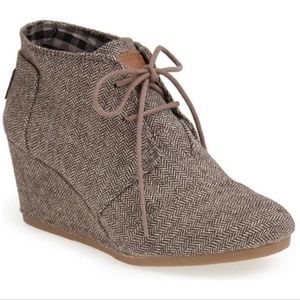 TOMS Desert Herringbone Wedge Bootie